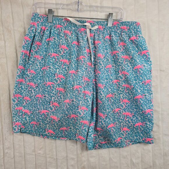 Chubbies Men's 7" Swim Trunks Blue Pink Flamingo Beach Summer Size XL - Picture 1 of 13
